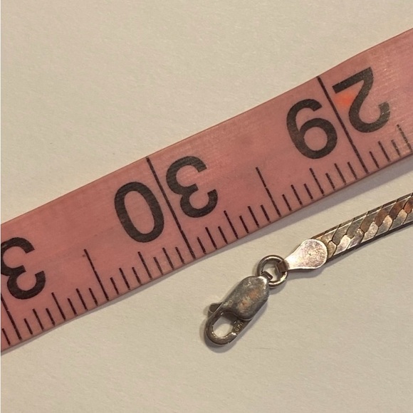 Vintage Sterling Silver Wide Herringbone 30 inch Necklace - Picture 2 of 12